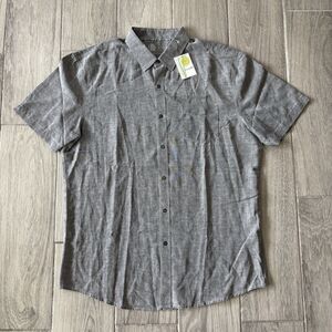Nicoby Linen Blend Short Sleeve Shirt Button Up Grey Men’s XXL New With Tags
